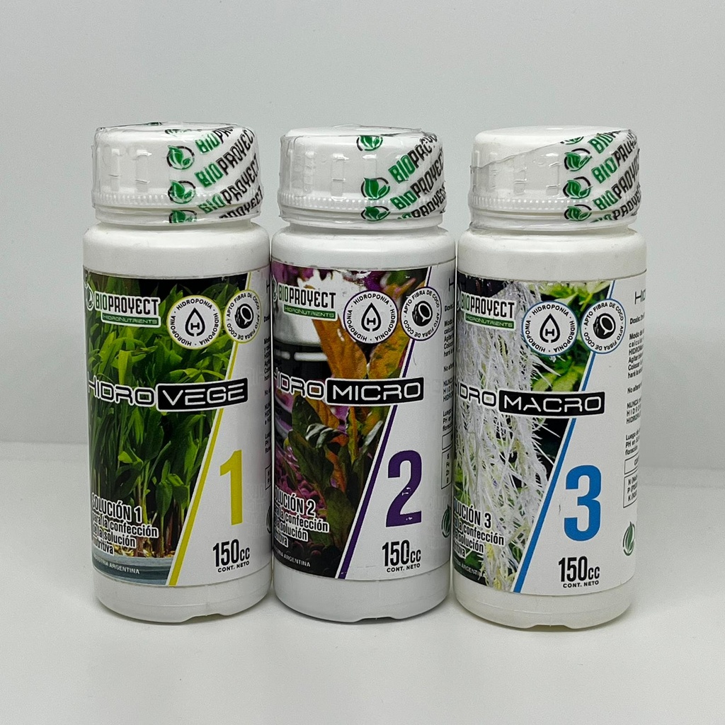 FERTILIZANTE BIOPROYECT HIDRONUTRIENTES 1,2 Y 3 150ML