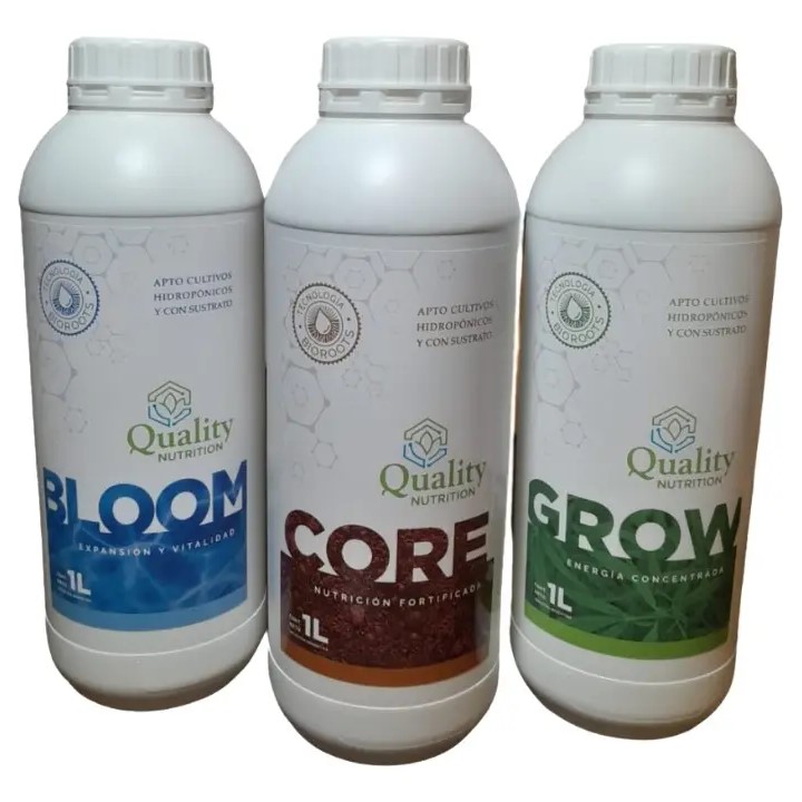 FERTILIZANTE QUALITY - GROW, CORE, BLOOM 1L